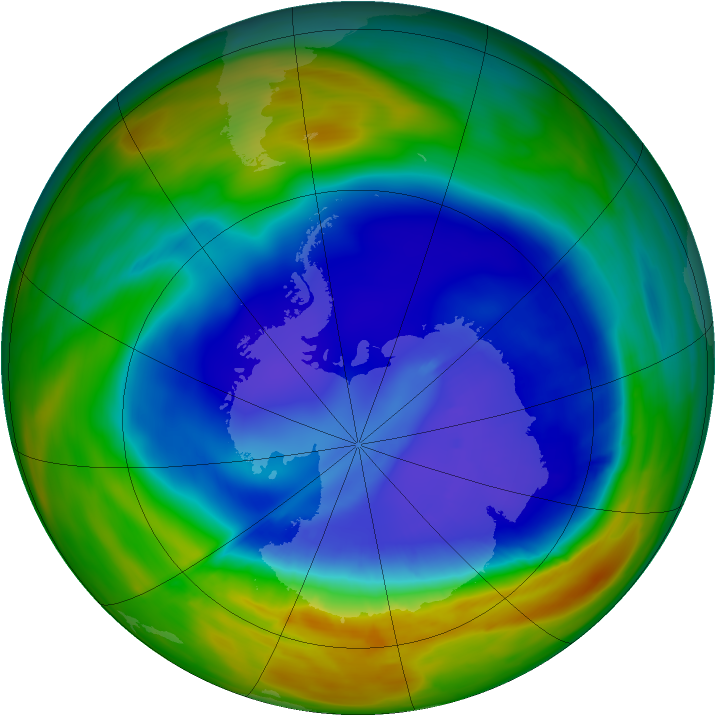 Antarctic ozone map for 10 September 2014